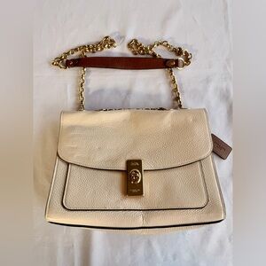 Coach Lane Color Block Shoulder Bag in Chalk with Gold Chain & Turnlock No C8594